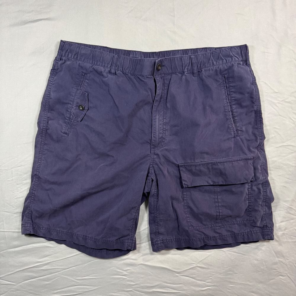 Orvis‎ Mens Navy Blue Cargo Shorts Elastic Waist Sz 38 (36) Multi Pocket Utility